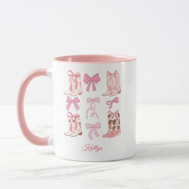 Caneca de Café Personalizada Cowgirl Botas e Laços (Esquerda)