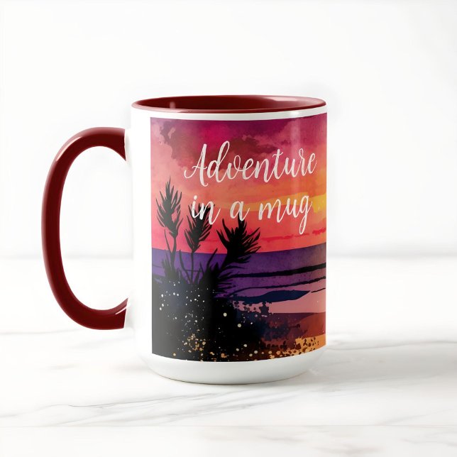 Caneca de café personalizada de aventura na praia  (Criador carregado)