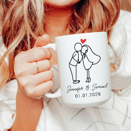 Caneca de Café Personalizada de Casamento para Rec