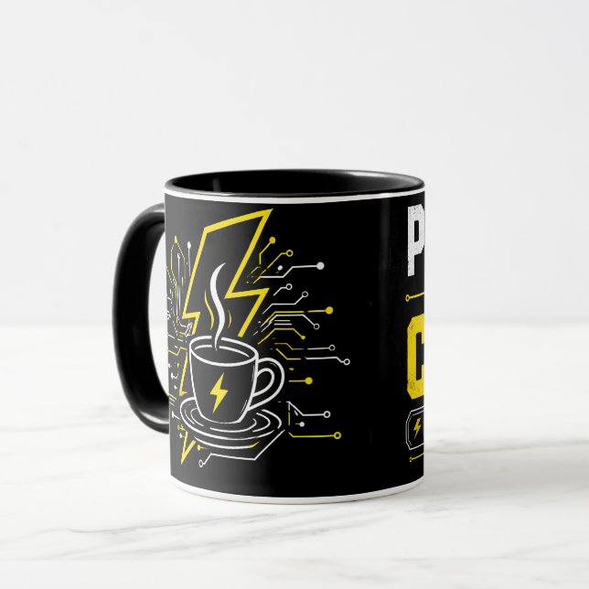 Caneca de Café Personalizada de Eletricista Energi (Frente Esquerda)