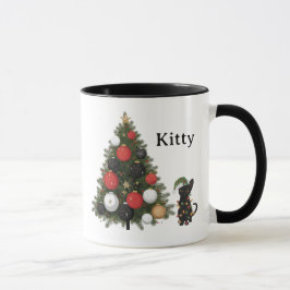 Caneca de Café Personalizada de Gato e Árvore de N