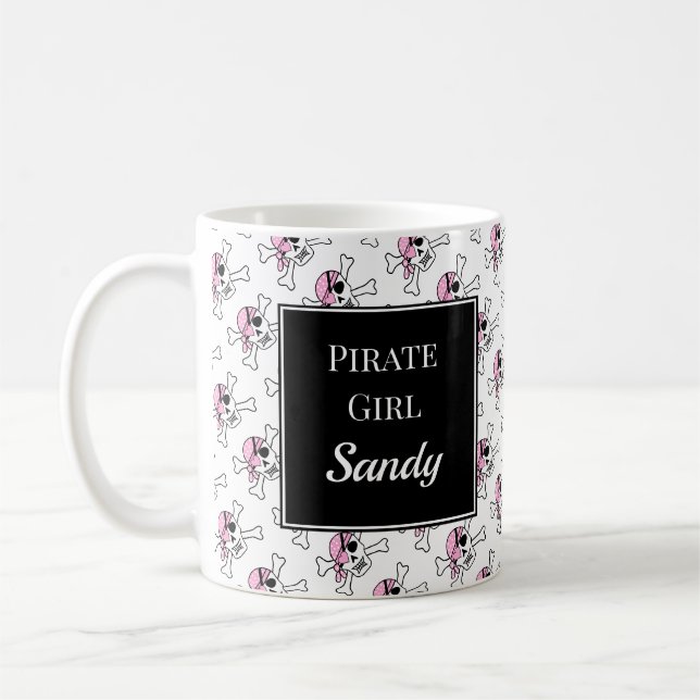 Caneca de Café Personalizada de Pirata Menina com  (Esquerda)