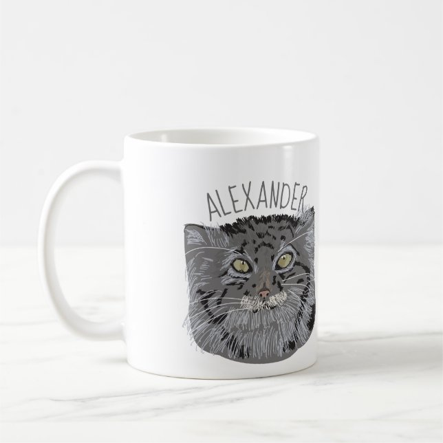 Caneca de café personalizada do gato de Pallas do (Esquerda)