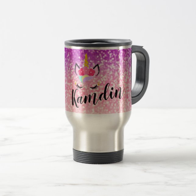 Caneca de café personalizada do Unicórnio de 15 on (Frente Esquerda)