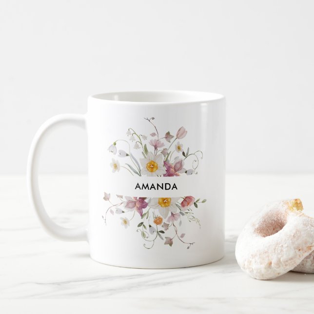 Caneca de Café Personalizada Elegante – Aquarela (Com Donut)