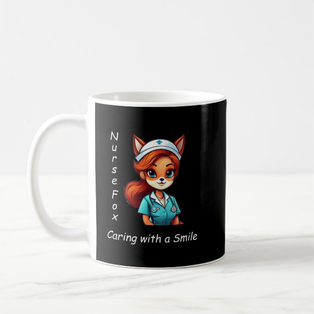 Caneca de Café Personalizada Enfermeira Fox - Nome (Esquerda)