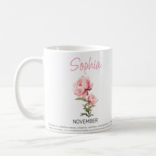 Caneca de Café Personalizada Flor de Nascimento de (Esquerda)