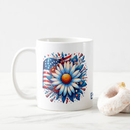Caneca de Café Personalizada Floral 4 de Julho