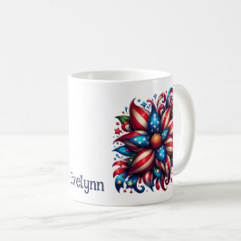 Caneca de Café Personalizada Floral 4 de Julho