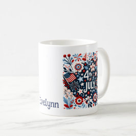 Caneca de Café Personalizada Floral 4 de Julho
