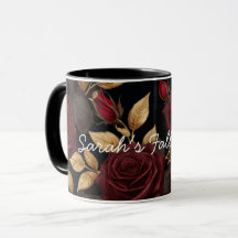 Caneca de Café Personalizada Floral Romântica Escu