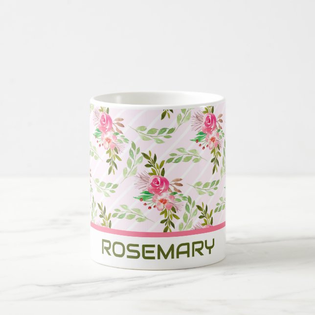 Caneca de Café Personalizada Flores e Folhas (Centro)