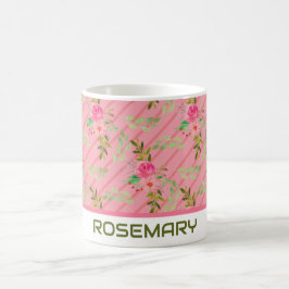 Caneca de Café Personalizada Flores e Folhas