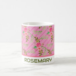 Caneca de Café Personalizada Flores e Folhas