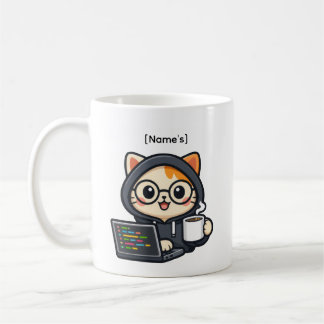 Caneca de Café Personalizada Gatinho Programador F