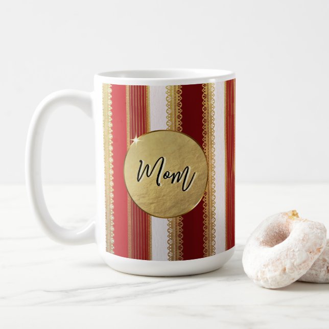 Caneca de Café Personalizada Listras Vermelhas Bou (Com Donut)