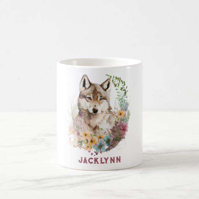 Caneca de Café Personalizada Lobo Aquarela (Centro)