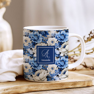 Caneca de Café Personalizada Luxo Flores de Marfim