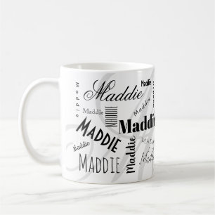 Caneca de Café Personalizada Maddie Preta e Branca