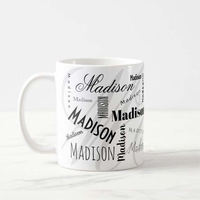 Caneca de Café Personalizada Madison Preta e Branc (Esquerda)