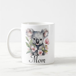 Caneca De Café Personalizada Mãe Koala Bear Floral Personalizada