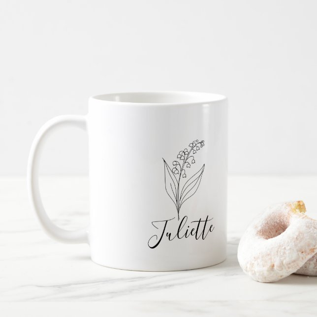 Caneca De Café Personalizada May Lily da Flor de Nascimento do Va (Com Donut)