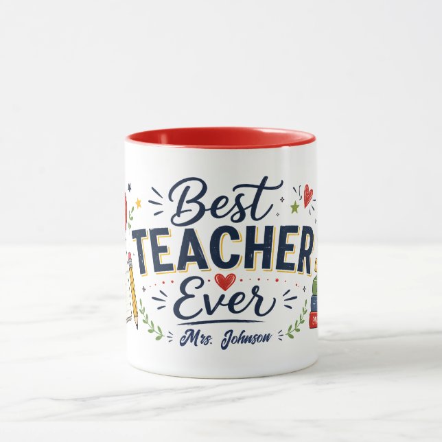 Caneca de café Personalizada Melhor Professor de T (Centro)