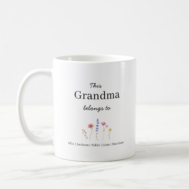 Caneca de Café Personalizada para Cinco Netos (Esquerda)