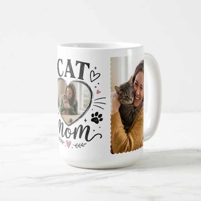Caneca de Café Personalizada para Mãe de Gato com  (Frente Esquerda)