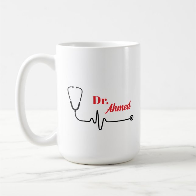 Caneca de Café Personalizada para Médico com Nome (Esquerda)