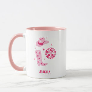 Caneca de Café Personalizada Rosa Disco Cowgirl