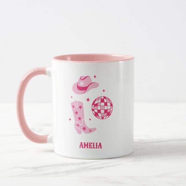Caneca de Café Personalizada Rosa Vaquera Disco (Esquerda)