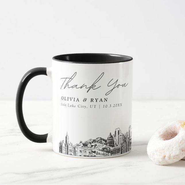 Caneca de café personalizada simples para casament (Com Donut)