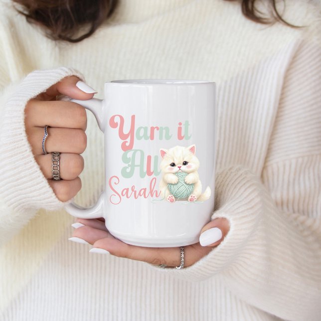 Caneca de Café Personalizada Yarn it All (Yarn it All Personalized coffee mug. )