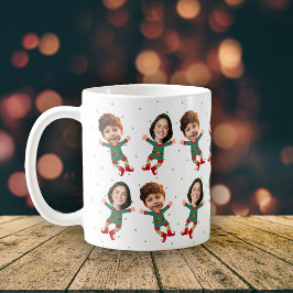 Caneca De Café Personalizadas 2 Fotos Enfrentam Criança De Elf De