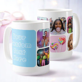Caneca De Café Personalizadas 6 Foto Moderno Retro Azul Amigas