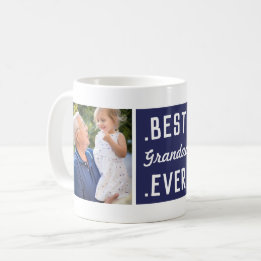 Caneca De Café Personalizado 2 Fotografias Azul Melhor Avô Nunca