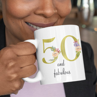 Caneca De Café Personalizado 50 E Fabuloso 50º Aniversário
