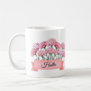 Caneca De Café Personalizado Carnação de Flor de Nascimento de Ja