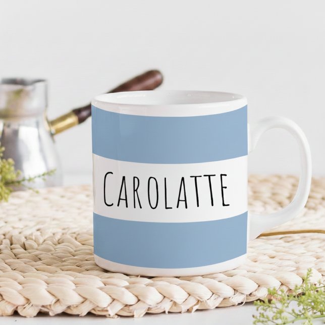 Caneca De Café Personalizado Com Nome Azul Personalizado (Criador carregado)