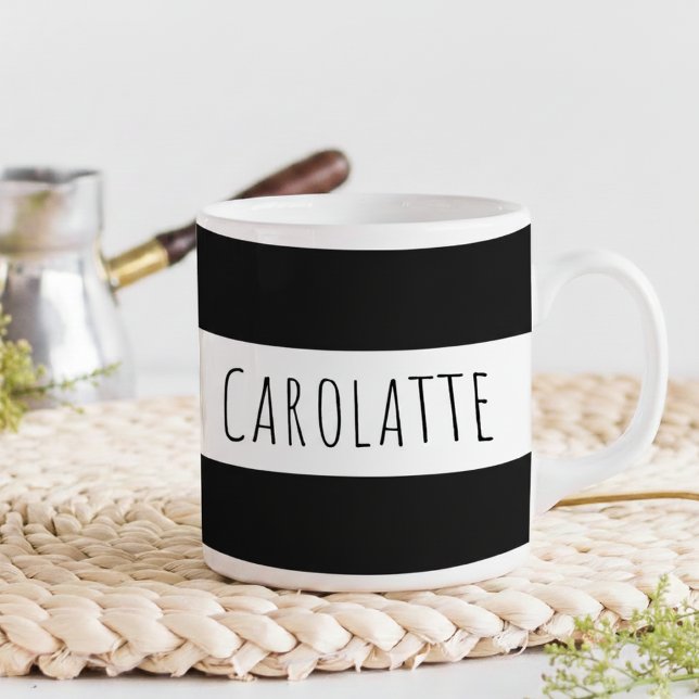 Caneca De Café Personalizado Com Nome Preto Personalizado (Criador carregado)