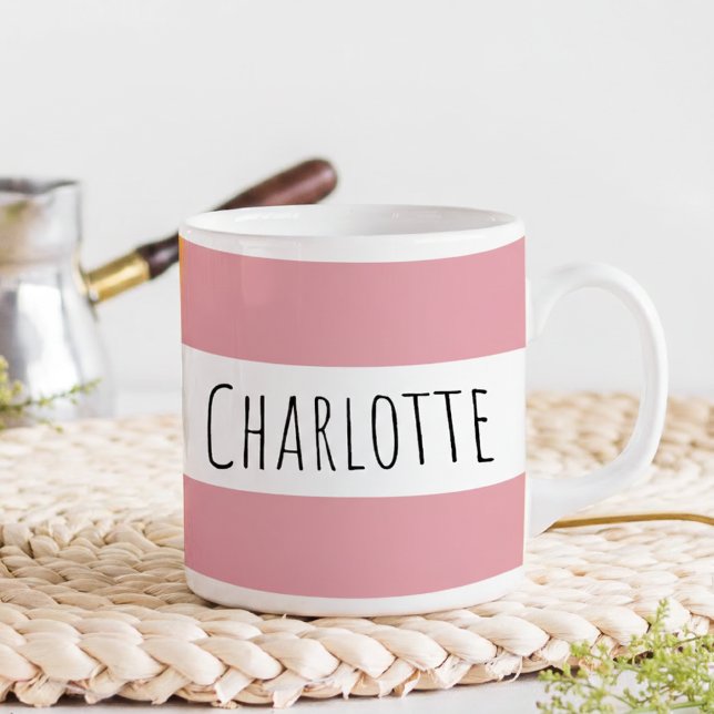 Caneca De Café Personalizado Com Nome Rosa Personalizado (Criador carregado)