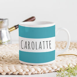 Caneca De Café Personalizado Com Nome Turquesa