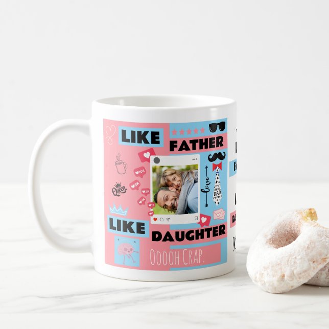 Caneca De Café Personalizado "Como Pai, Como Filha, Que Merda" (Com Donut)