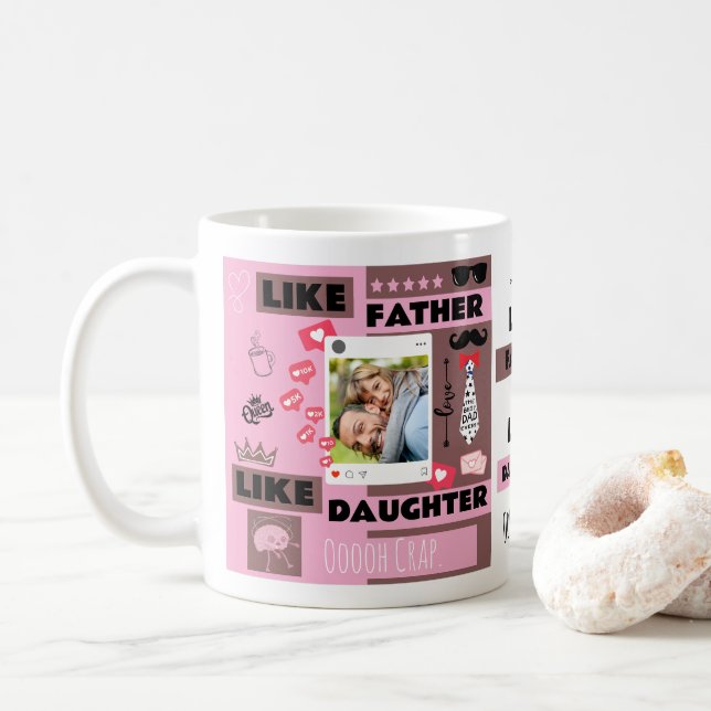 Caneca De Café Personalizado "Como Pai, Como Filha, Que Merda" (Com Donut)