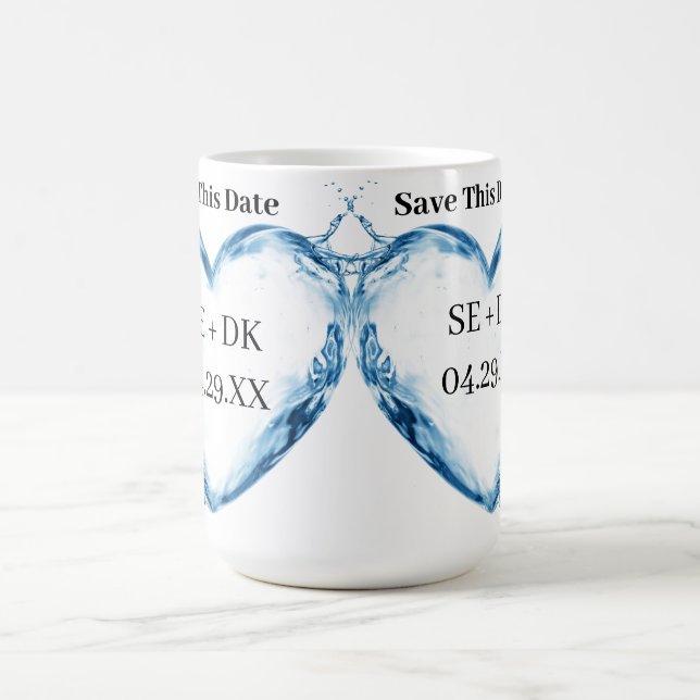 Caneca De Café Personalizado Coração de Água Salva Esta Data (Centro)