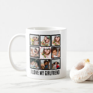 Caneca De Café Personalizado Cute, adoro a minha colagem de Fotog