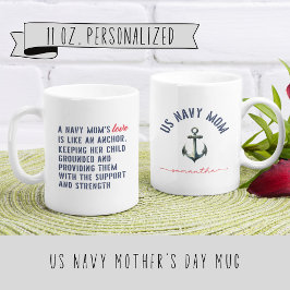 Caneca De Café Personalizado de Mãe de Marinho Americano Único