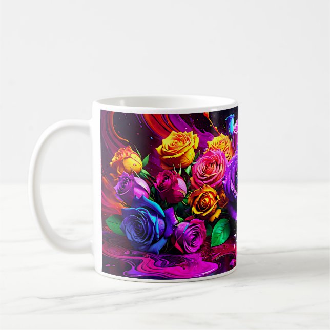 Caneca De Café Personalizado, Estilizado, Pinta Molhada Rose Bouq (Esquerda)