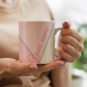 Caneca De Café personalizado Estilo rosa monocromático padrão Col